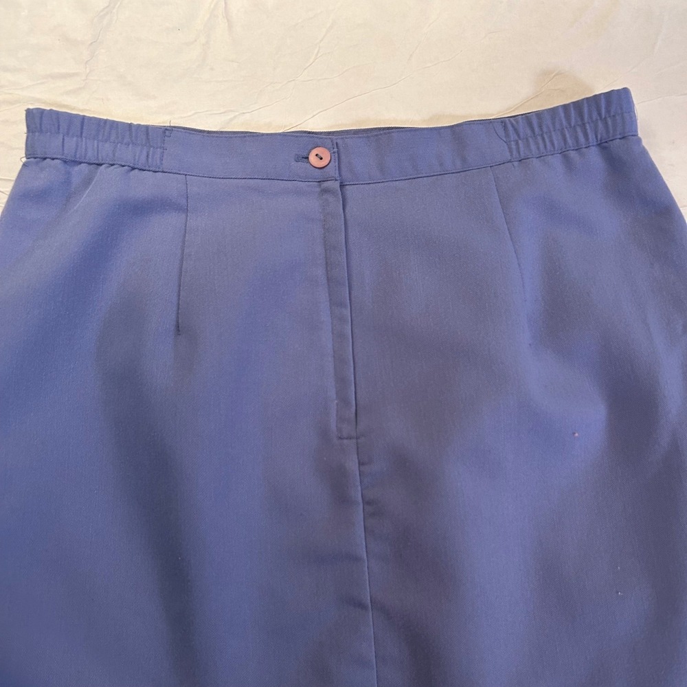 Worthington Petite Midi Skirt Periwinkle Blue Elastic‎ Waist Slit Detail Women - Picture 6 of 9